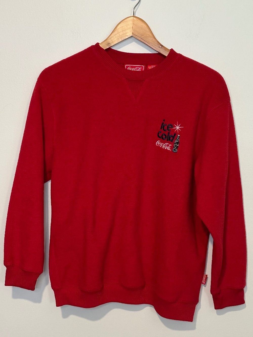 Coca Cola Red Fleece Crew Neck Embroidered Medium